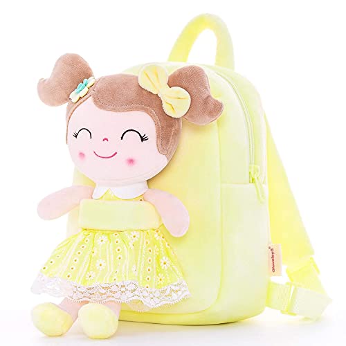 Gloveleya Back to School Gifts for Girls Kids Backpack Toddler Girls Backpacks with Soft Plush Spring Girl Doll Toys Yellow - Image 1
