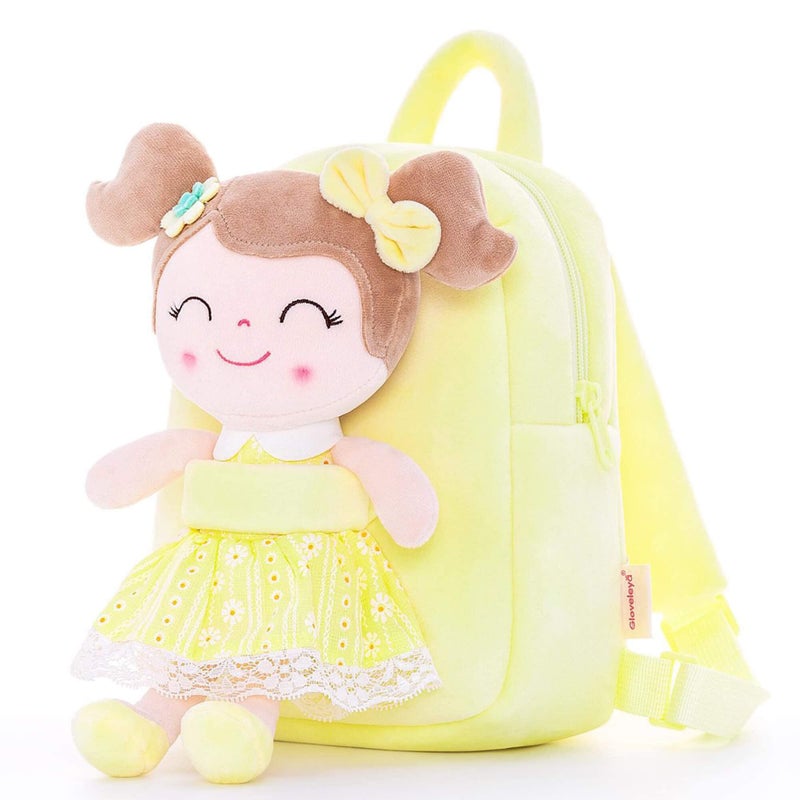 Gloveleya Back to School Gifts for Girls Kids Backpack Toddler Girls Backpacks with Soft Plush Spring Girl Doll Toys Yellow - Image 4