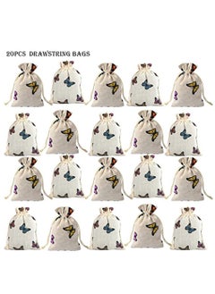 KASTWAVE 20 Pcs Butterfly Cotton Bags with Drawstring Gift Bags, Jewelry Pouch for Girls Spring,Baby Shower, Birthday Party, Bridal Shower, Wedding Party Favor Bags Supplies  - Image 3
