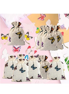 KASTWAVE 20 Pcs Butterfly Cotton Bags with Drawstring Gift Bags, Jewelry Pouch for Girls Spring,Baby Shower, Birthday Party, Bridal Shower, Wedding Party Favor Bags Supplies  - Image 4