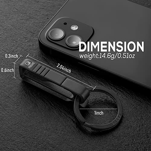 FEGVE Titanium Key Belt Clip with Key Ring, Belt Key Holder Key Chain Clip Black Keychain for men (Black) - Image 5
