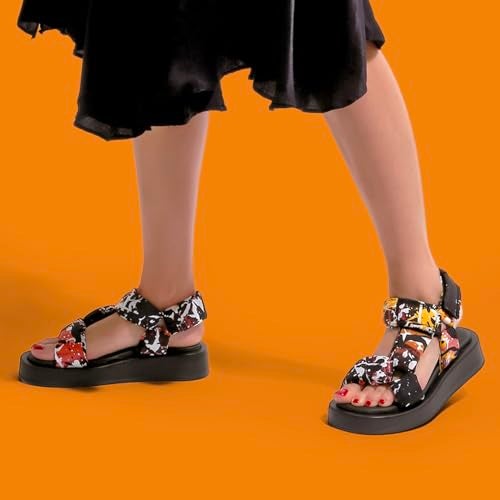 DOGO Platform Sandals Women - Vegan and Handmade Summer Sandals for Women, Colors of Chaos Desing, Size 5 - Image 2