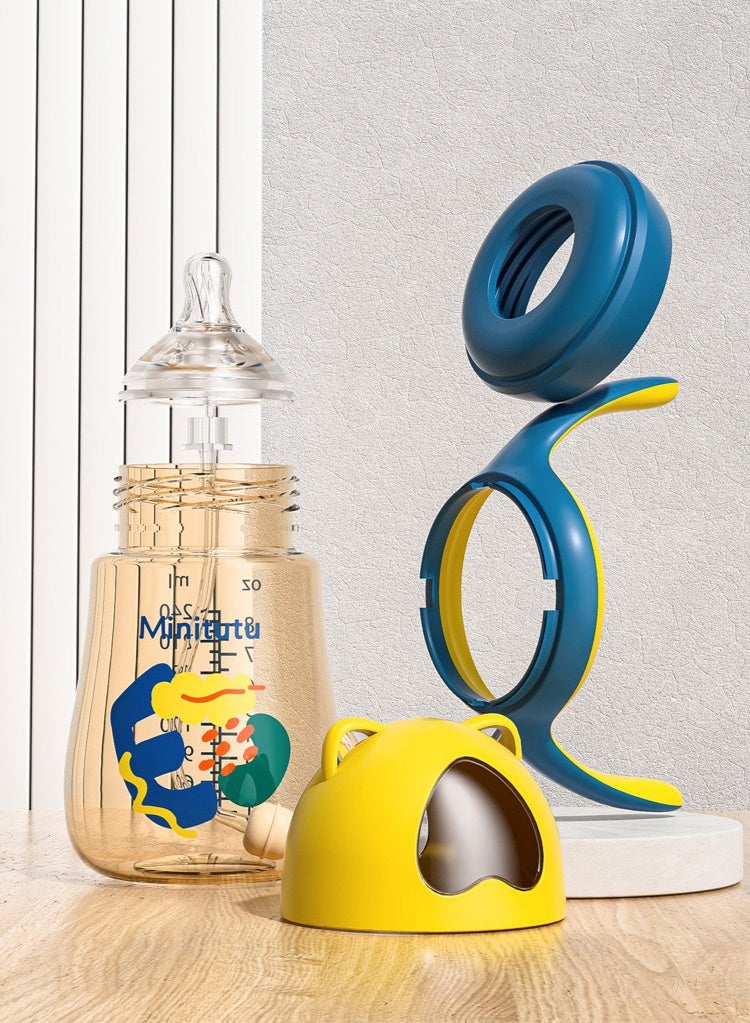 Minitutu Toddler sippy cup, weighted sippy cup with handle for infants, 6 month old baby water bottle with 3 spouts, 240ml - Image 4