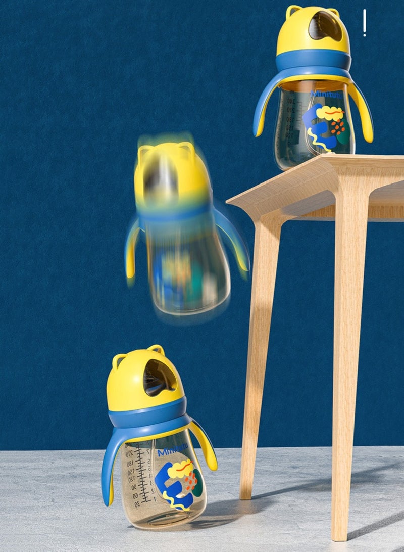 Minitutu Toddler sippy cup, weighted sippy cup with handle for infants, 6 month old baby water bottle with 3 spouts, 240ml - Image 3