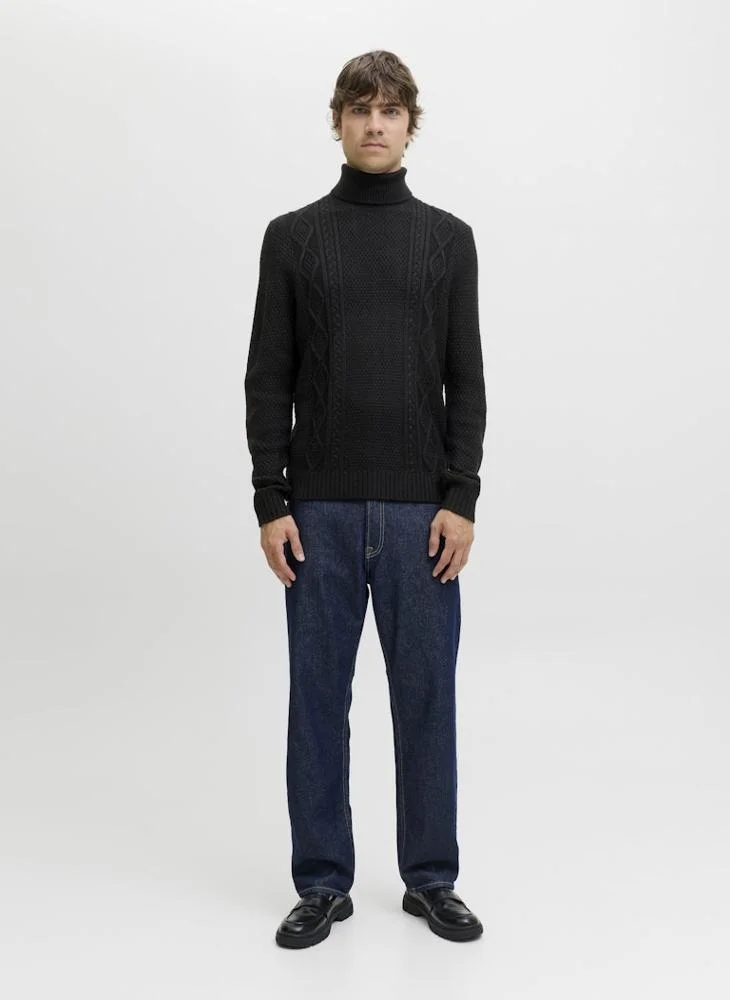 Knit Roll Neck Half Zip Sweater