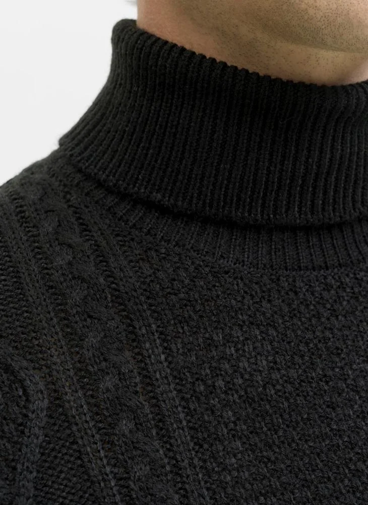 JJ Rebel  Knit Roll Neck Half Zip Sweater for Men | Best Price UAE