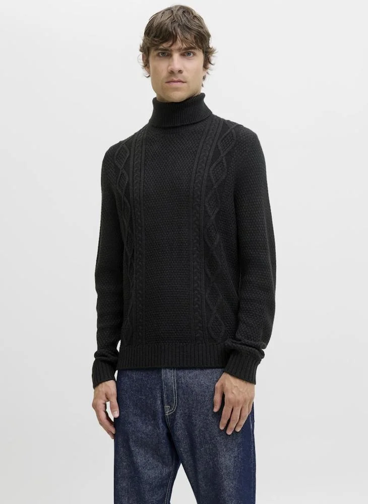 JJ Rebel Knit Roll Neck Half Zip Sweater