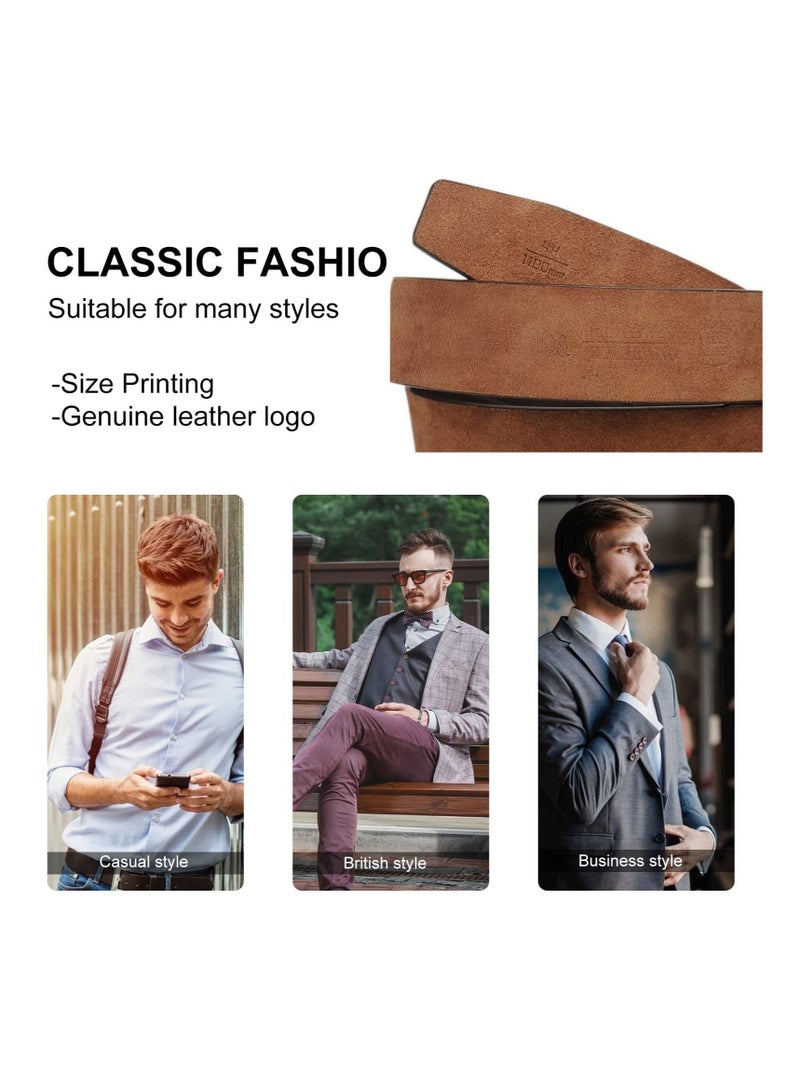 KASTWAVE Mens Leather Belt Checkerboard Embossed Genuine Leather Belt Adjustable Belts For Jeans Pants Suits Casual Dress Belts - Image 2