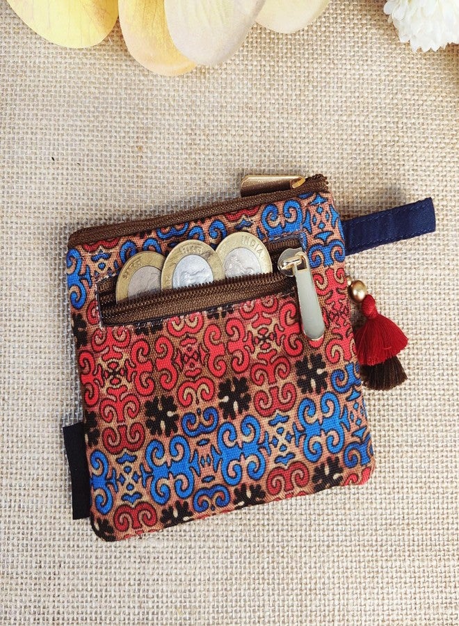 CRAFT HUES Women's | Girls Small Wallet Made of Printed Cotton Canvas Fabric | Perfect for Business and ID Cards, Coins, Keys Etc | Trendy and Stylish Design (Navy Blue) - Image 5