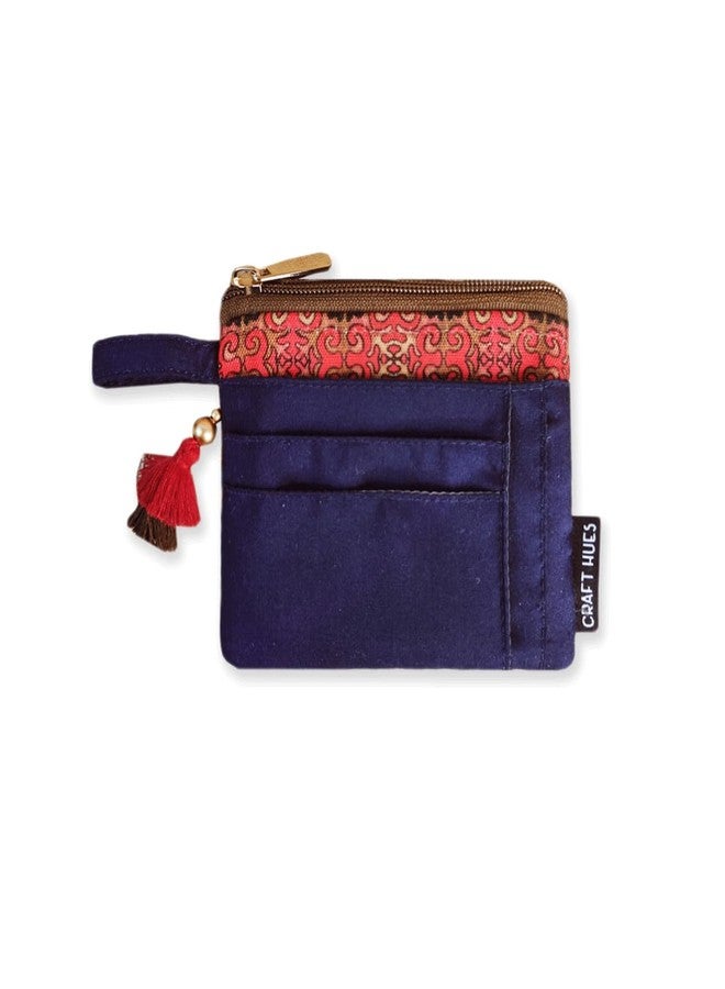CRAFT HUES Women's | Girls Small Wallet Made of Printed Cotton Canvas Fabric | Perfect for Business and ID Cards, Coins, Keys Etc | Trendy and Stylish Design (Navy Blue) - Image 1