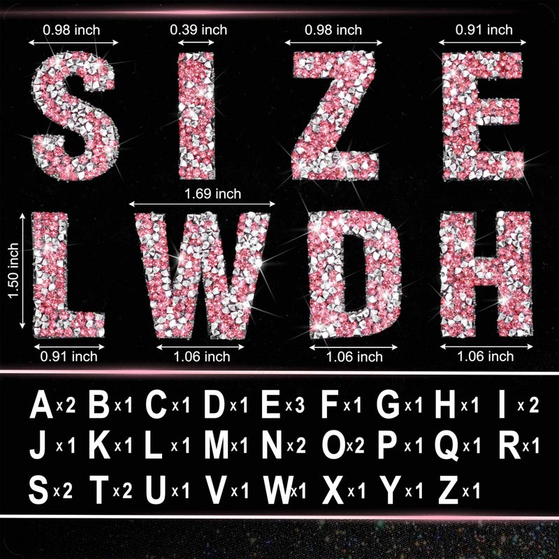 Locacrystal 34Pcs Bling Resin Rhinestone Alphabet Letter Stickers A-Z Letters DIY Car Decoration Sticker Self-Adhesive Iron-On Crystal Word Stickers for Arts Clothing Decoration(Silver Rose,1.57â€œ) - Image 4