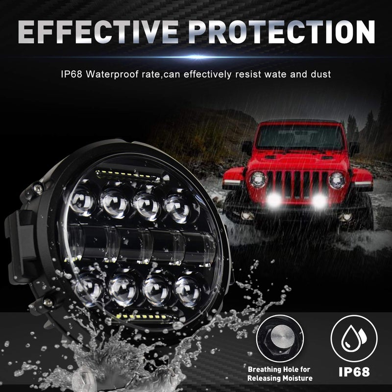 Aaiwa Round LED Work Light, 60W Flood Spot Combo Beam LED Light Bar with Daytime Running Light, 2PCS Off Road Driving Lights for Truck Pickup SUV ATV UTV - Image 3
