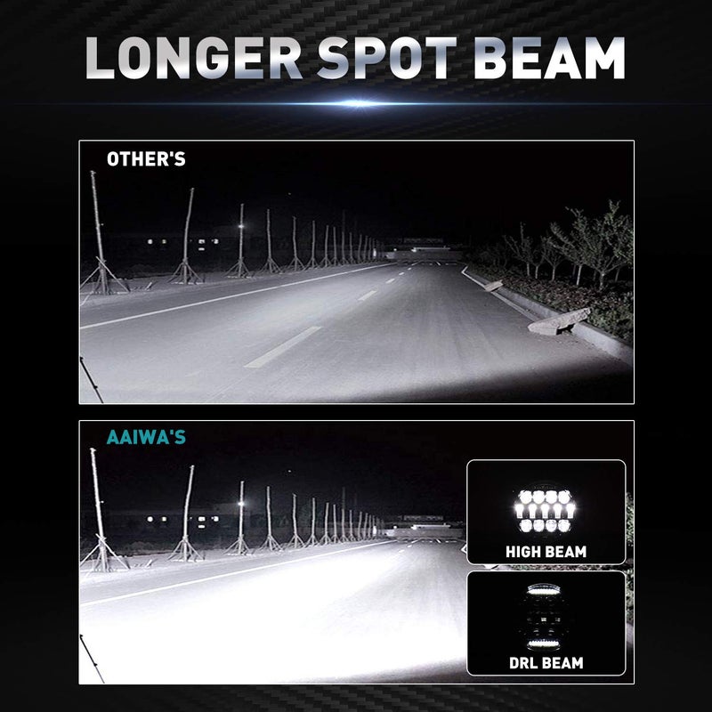 Aaiwa Round LED Work Light, 60W Flood Spot Combo Beam LED Light Bar with Daytime Running Light, 2PCS Off Road Driving Lights for Truck Pickup SUV ATV UTV - Image 5