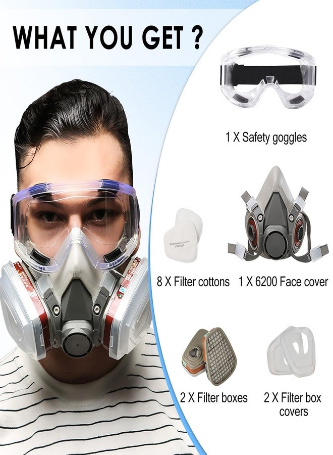 TecoKart طقم قناع تنفس عالي الأداء من TecoKart® مزود بمرشحات كربون نشط ونظارات واقية - مناسب لأعمال الراتنج، وطلاء الجدران، واللحام، والاستخدام في البناء - Image 4