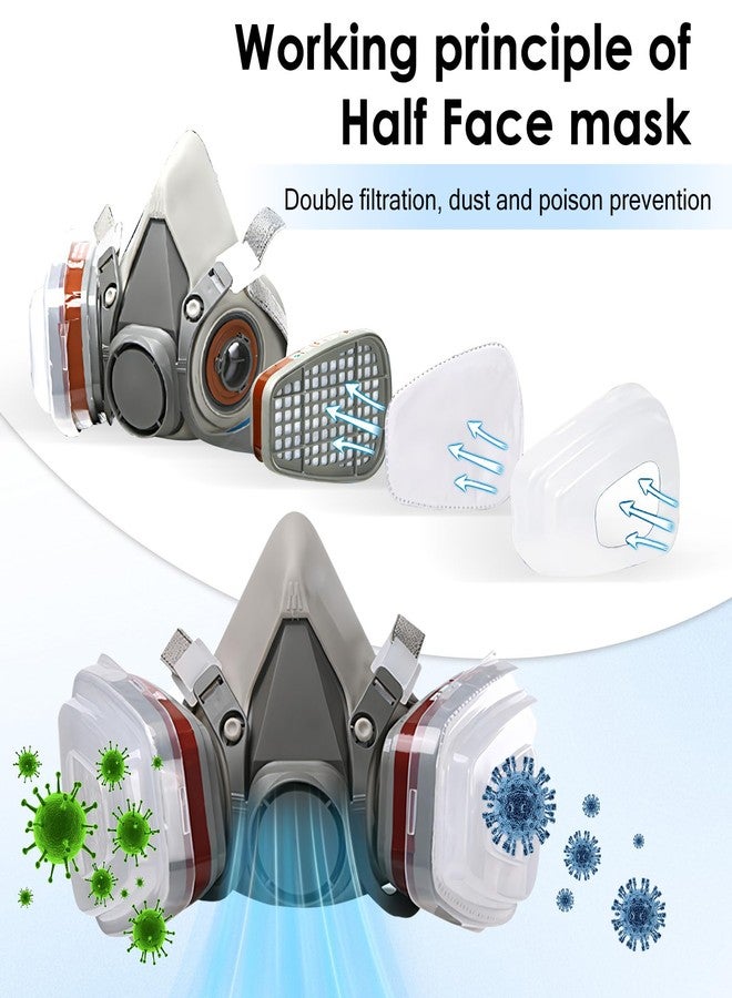 TecoKart طقم قناع تنفس عالي الأداء من TecoKart® مزود بمرشحات كربون نشط ونظارات واقية - مناسب لأعمال الراتنج، وطلاء الجدران، واللحام، والاستخدام في البناء - Image 3