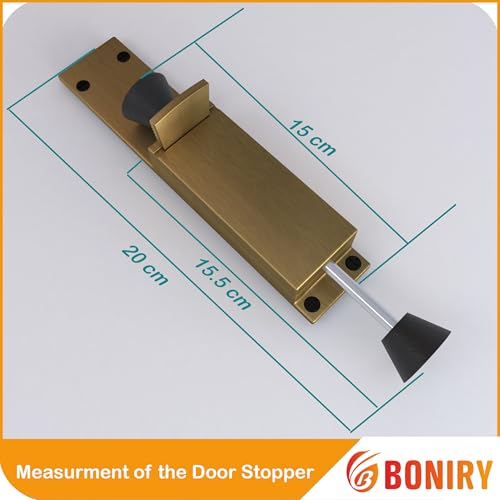 Boniry Heavy-Duty Adjustable Door Stopper with Foot Pedal | Durable, Easy to Use | Anti-Slip Rubber Base for Secure Door Holding | Ideal for Home, Office (1, Brass) - Image 2