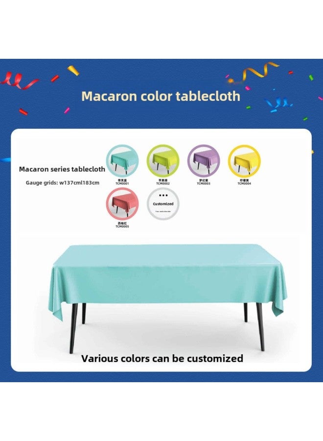 Monochrome Macaroon Color Thickened Waterproof Tablecloth Birthday Party Home Supplies Decoration-Color:Macaroon Color Apple Green  - Image 3