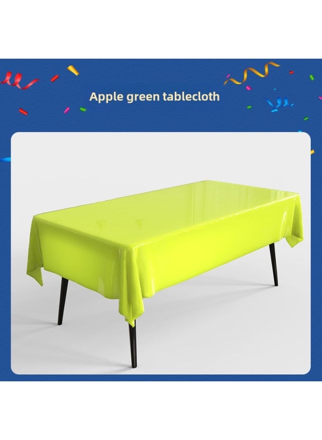 Monochrome Macaroon Color Thickened Waterproof Tablecloth Birthday Party Home Supplies Decoration-Color:Macaroon Color Apple Green  - Image 1