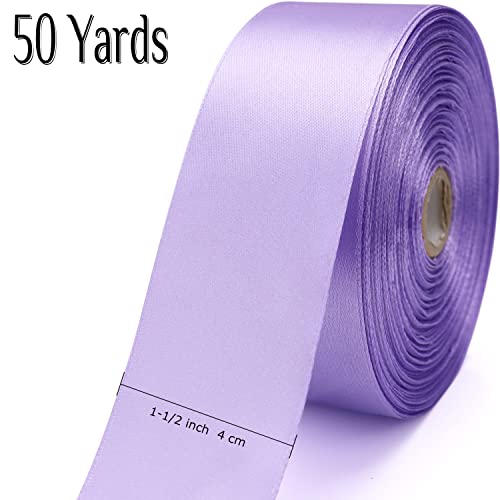 Nsilu 1-1/2 inch, Light Purple Ribbon for Gift Wrapping 50 Yards Perfect Wedding Party Wreath Sewing DIY Hair Accessories Decoration Floral Hair Balloons Other Projects - Image 2