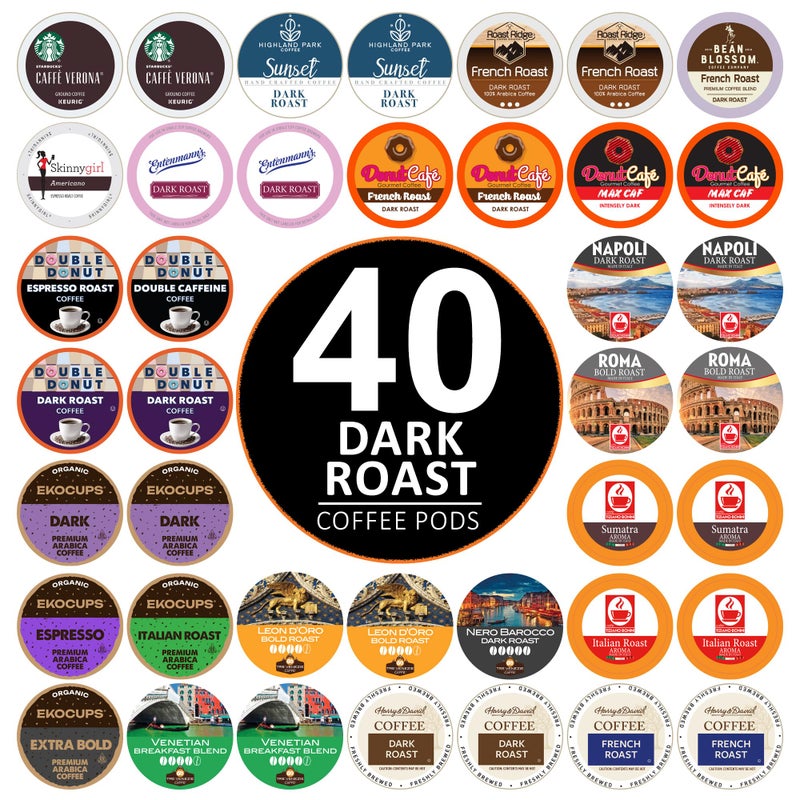 Perfect Samplers Dark Roast Coffee Pod Variety Pack Pack for Keurig K Cups Coffee Makers Bold 40 Count - Image 2