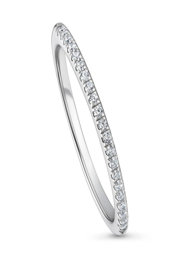 بيركيل خاتم زفاف من الفضة الإسترلينية من بيريكل، مرصع بأحجار الزركونيا المكعبة المستديرة، بتصميم نصف دائرة، مطلي بالروديوم، - Image 1