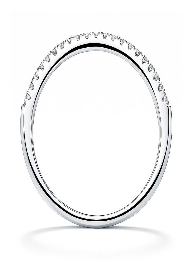 بيركيل خاتم زفاف من الفضة الإسترلينية من بيريكل، مرصع بأحجار الزركونيا المكعبة المستديرة، بتصميم نصف دائرة، مطلي بالروديوم، - Image 4