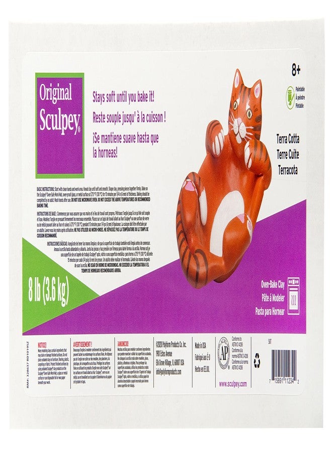 Sculpey سكلبي الأصلي سكلبي® تيرا كوتا، غير سامة، طين بوليمر، طين للخبز في الفرن، 8 أرطال رائع للنمذجة، النحت، العطلات، المشاريع اليدوية والمدرسية. رائع لجميع مستويات المهارة. - Image 1