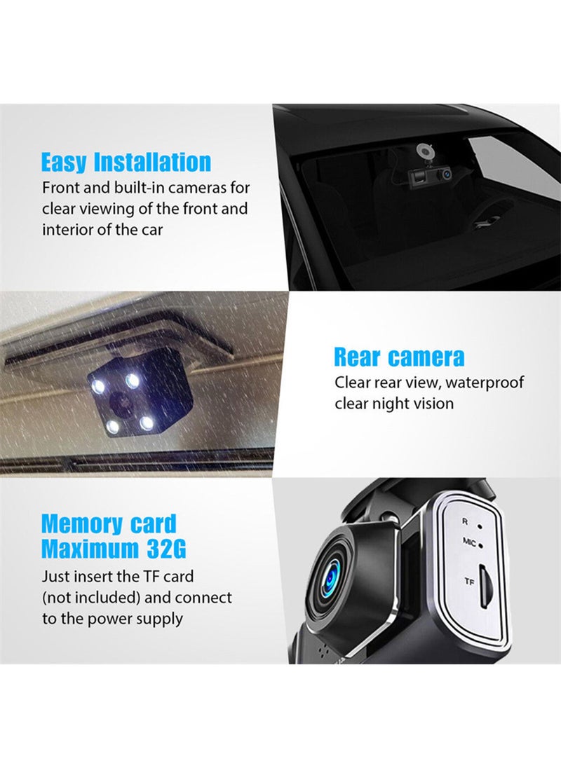 HD 1296P Dash Cam for Cars Front and Internal Dual Lens Front 1296*720P Internal Lens 680*720P Built-In WiFi G-Sensor With GPS Car DVR Video Recorder