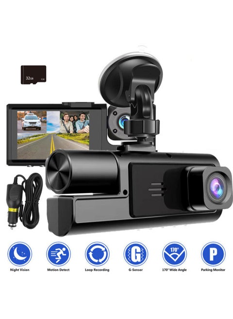 HD 1296P Dash Cam for Cars Front and Internal Dual Lens Front 1296*720P Internal Lens 680*720P Built-In WiFi G-Sensor With GPS Car DVR Video Recorder