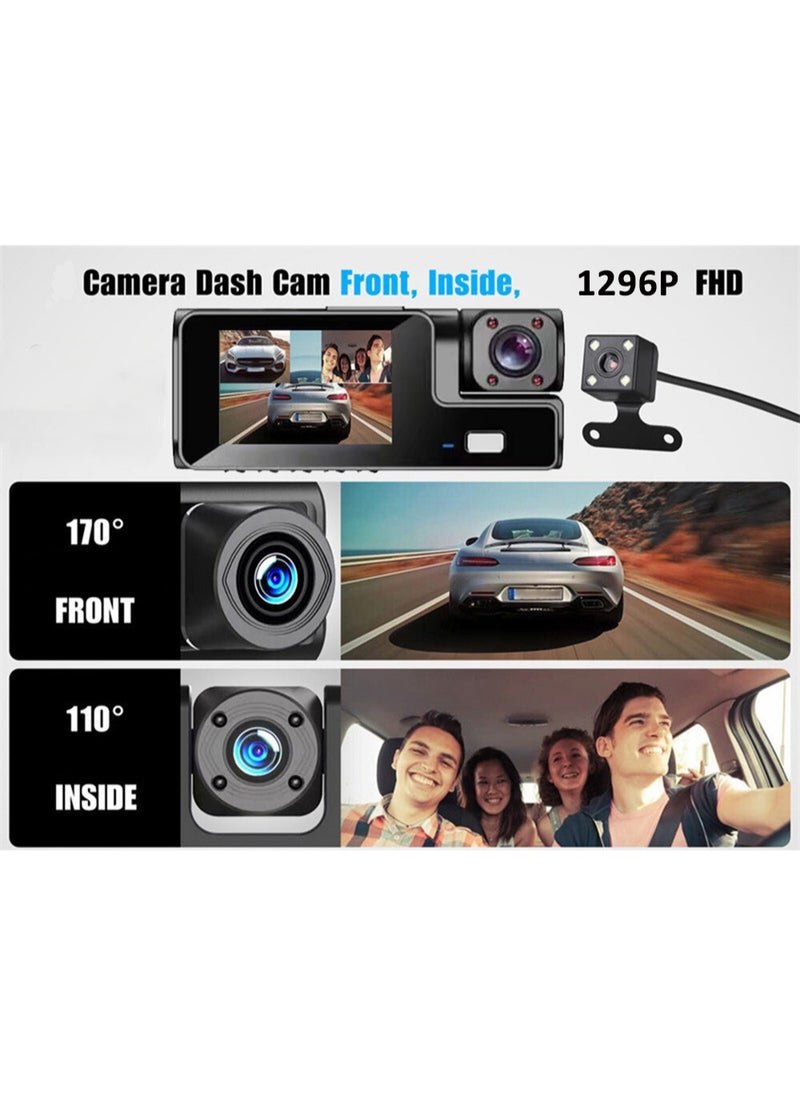 HD 1296P Dash Cam for Cars Front and Internal Dual Lens Front 1296*720P Internal Lens 680*720P Built-In WiFi G-Sensor With GPS Car DVR Video Recorder