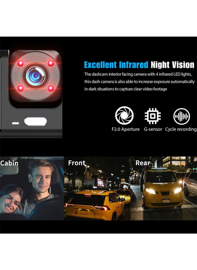 HD 1296P Dash Cam for Cars Front and Internal Dual Lens Front 1296*720P Internal Lens 680*720P Built-In WiFi G-Sensor With GPS Car DVR Video Recorder