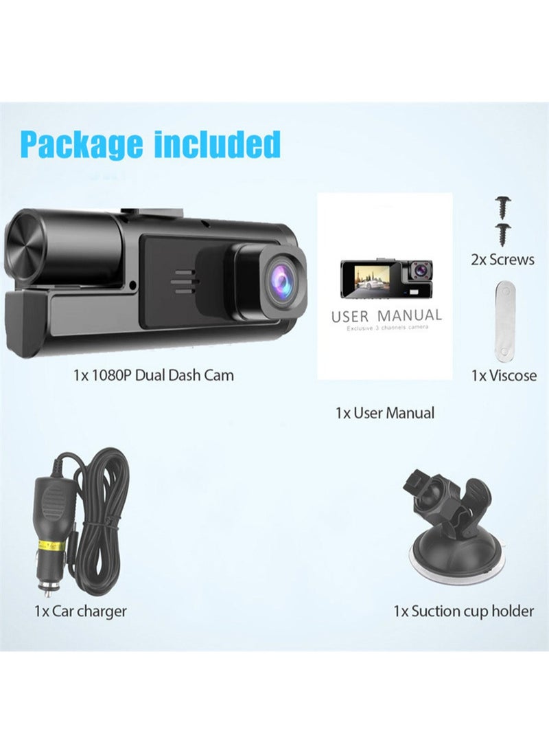 HD 1296P Dash Cam for Cars Front and Internal Dual Lens Front 1296*720P Internal Lens 680*720P Built-In WiFi G-Sensor With GPS Car DVR Video Recorder