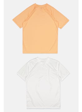 Reebok Kids Boy 2 Pcs Sportswear Fit Outdoor T-shirt, White/Peach  - Image 2
