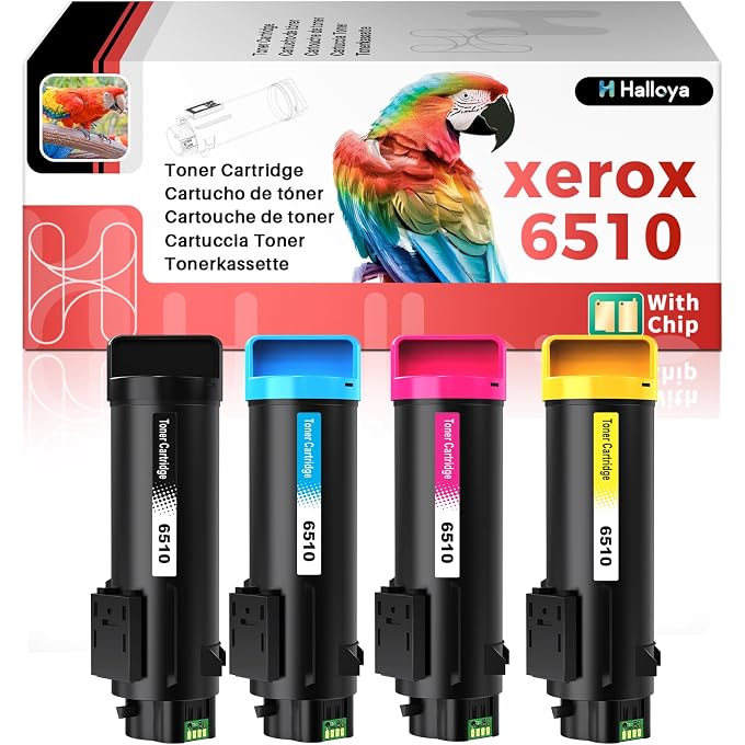 Compatible Xerox 6510 6515 Toner Cartridge (Black + Cyan + Magenta + Yellow) 4 Colours The Highest Yield 5500 Pages & 4300 Pages for Xerox Phaser 6510 WorkCentre 6515 (4 Colours)