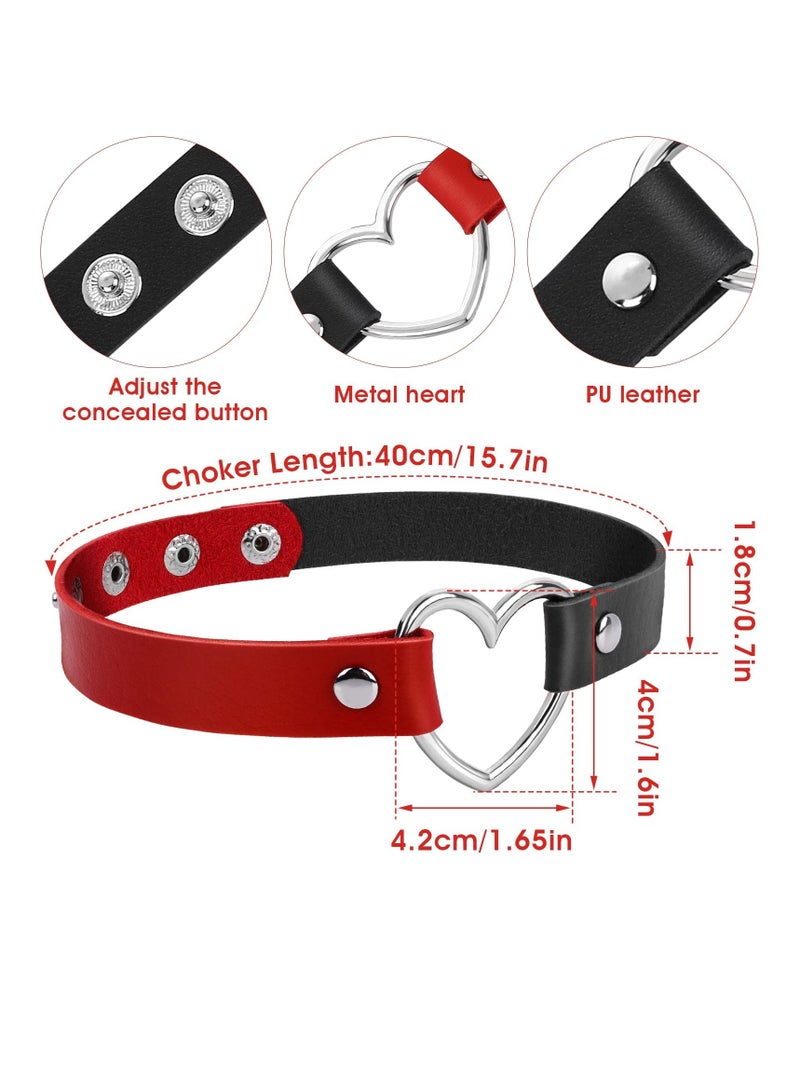 KASTWAVE 3PCS PU Leather Choker, Women Vintage Heart Leather Choker, Choker Necklace Collar Neckband, for Women Party Cosplay Festival Decorations - Image 5