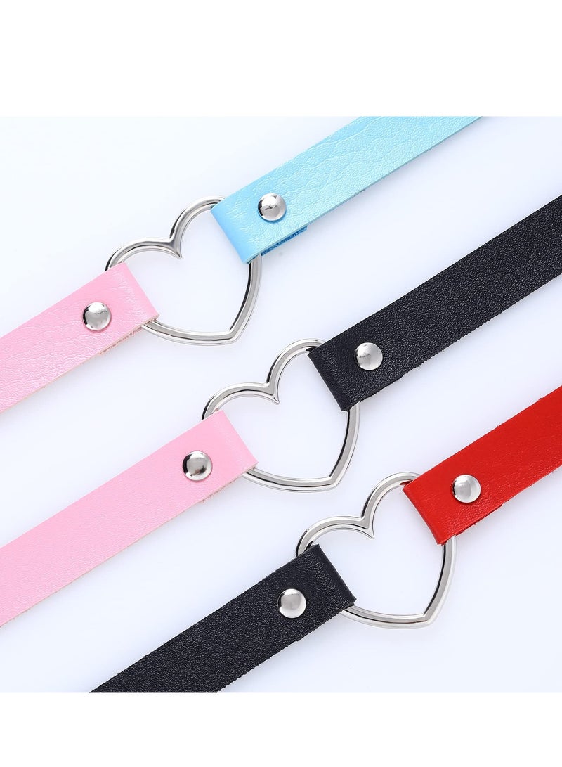 KASTWAVE 3PCS PU Leather Choker, Women Vintage Heart Leather Choker, Choker Necklace Collar Neckband, for Women Party Cosplay Festival Decorations - Image 3