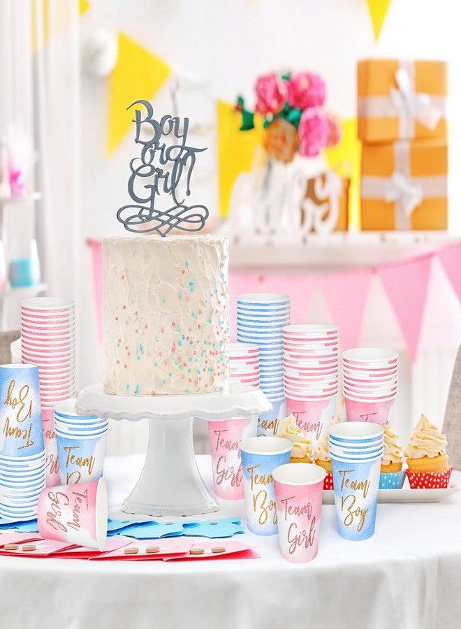 Whaline أكواب ورقية للكشف عن جنس الطفل من وايلين 50 قطعة - فريق الفتاة وفريق الولد - أكواب قابلة للتصرف لتزيين الطاولة لعصير القهوة والمشروبات الساخنة والباردة لاحتفالات استحمام الأطفال، 9 أونصات - Image 4