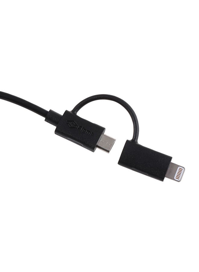 SIGMA Charge And Sync Cable With 2 in 1 Connector 2.4A Black - Image 2