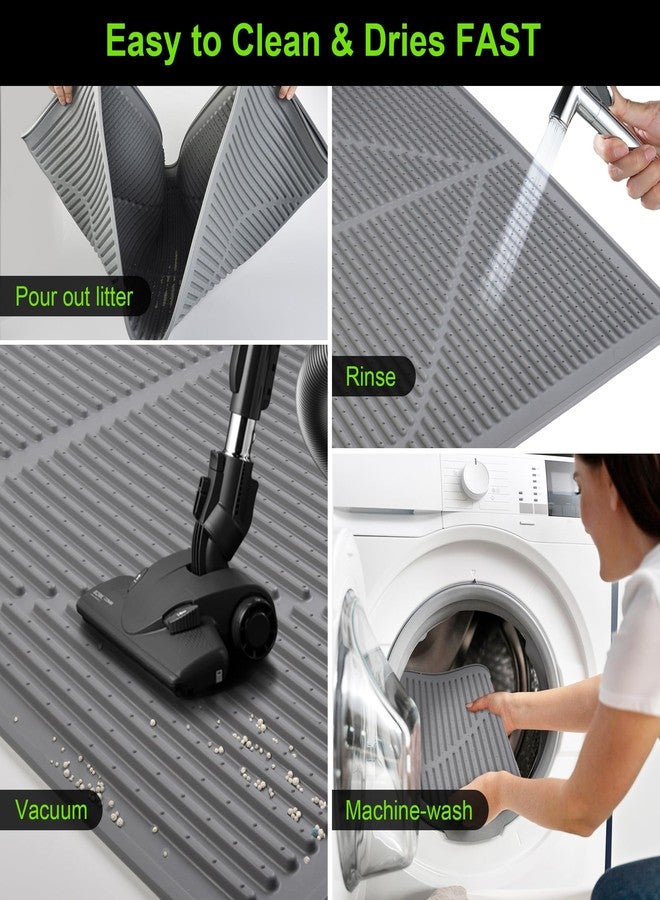 Mofason Rubber Cat Litter Mat - Kitty Litter Box mat - Silicone Litter Trapping Catcher Mat - Cat Supplies & Accessories for Indoor Cats (24" x 15") - Grey - Image 5