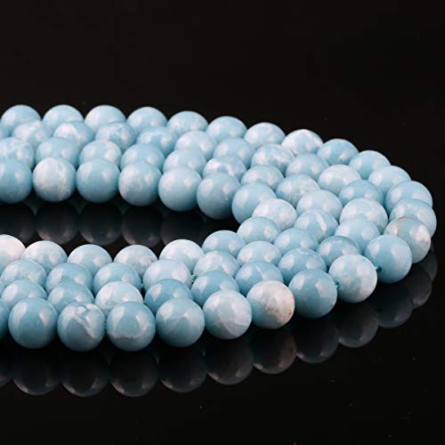 Zotoone Larimar Beads 8 mm Beads Natural Stone Round Loose Beads for Jewelry Making Beads for Br Beautiful Birthday Gift 1 Strand 15" (8 mm, Larimar) - Image 5