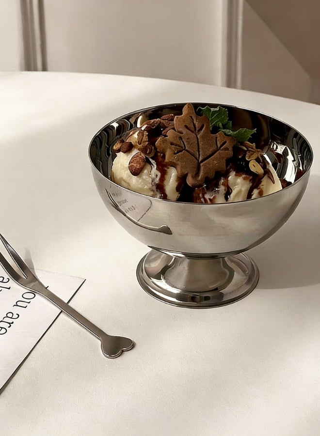 Stainless Steel Dessert Bowl with a Spoon – Elegant Ice Cream & Fruit Cup for Afternoon Tea, Pudding, Snacks & More | Rust-Resistant, Easy to Clean, Perfect for All Seasons & Occasions - Image 1