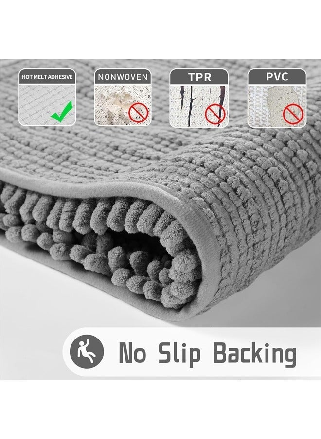 يلا جوي سجادة حمام، سجاد حمام فاخر من الشنيل الناعم، فائق النعومة والسمك، ماص للماء، مانع للانزلاق، قابل للغسل في الغسالة، سجاد حمام لأرضية الحمام، حوض الاستحمام والدش، (24 بوصة × 17 بوصة، رمادي) - Image 2