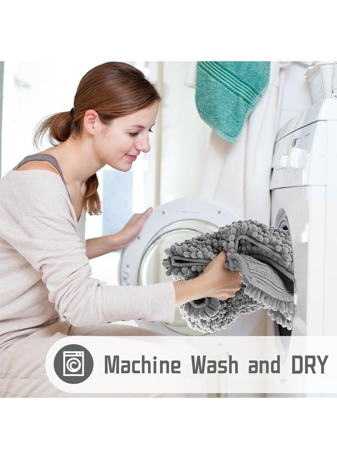 يلا جوي سجادة حمام، سجاد حمام فاخر من الشنيل الناعم، فائق النعومة والسمك، ماص للماء، مانع للانزلاق، قابل للغسل في الغسالة، سجاد حمام لأرضية الحمام، حوض الاستحمام والدش، (24 بوصة × 17 بوصة، رمادي) - Image 5