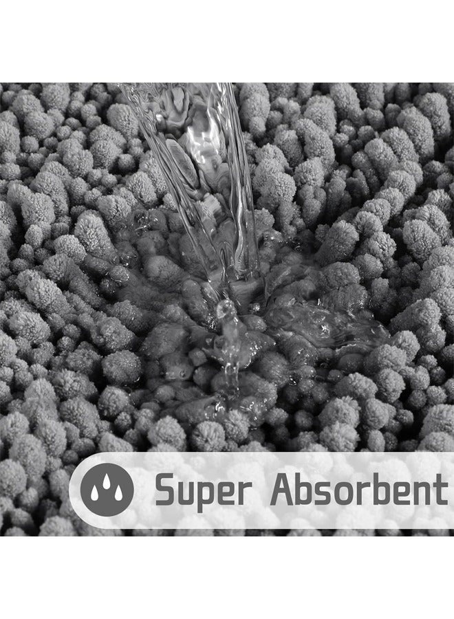 يلا جوي سجادة حمام، سجاد حمام فاخر من الشنيل الناعم، فائق النعومة والسمك، ماص للماء، مانع للانزلاق، قابل للغسل في الغسالة، سجاد حمام لأرضية الحمام، حوض الاستحمام والدش، (24 بوصة × 17 بوصة، رمادي) - Image 3