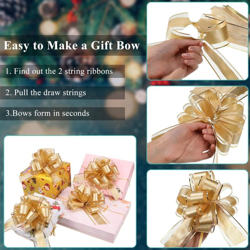 30 Piezas Lazos Grandes para Envolver Regalos Lazos para Tirar de Cinta Arcos de Regalo para San Valentin Navidad Vacaciones Decoración Cestas Regalo - Image 3