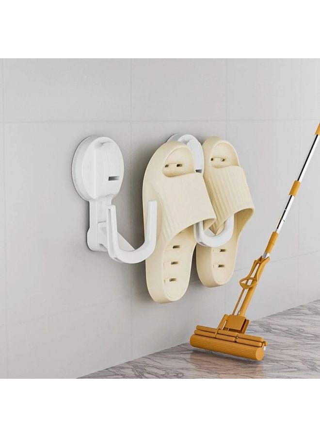 White Wall Mounted Shoe Hooks Vacuum Suction Cup No Drill Storage For Thick Soled Shoes - Image 3