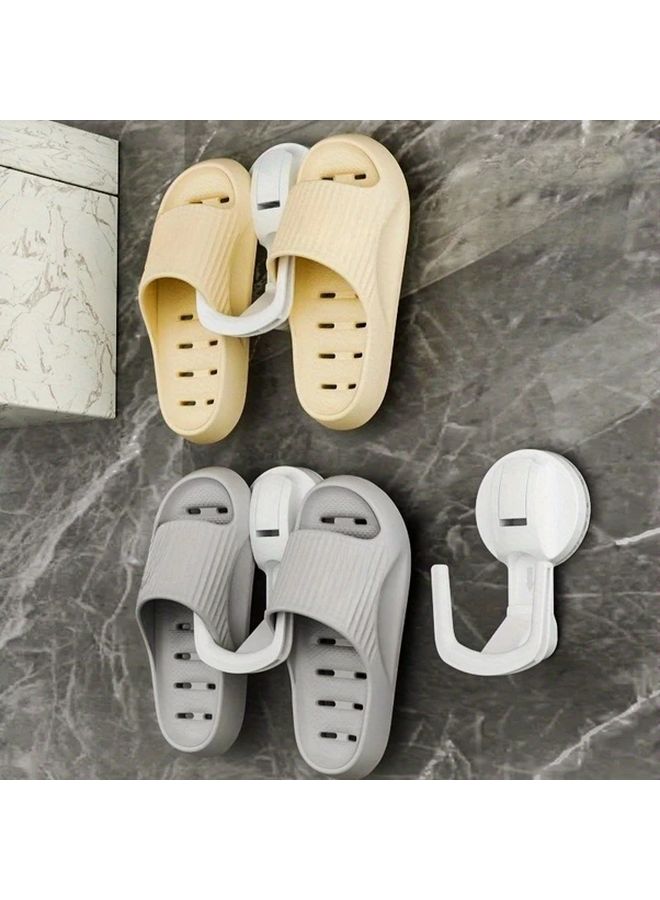 White Wall Mounted Shoe Hooks Vacuum Suction Cup No Drill Storage For Thick Soled Shoes - Image 2