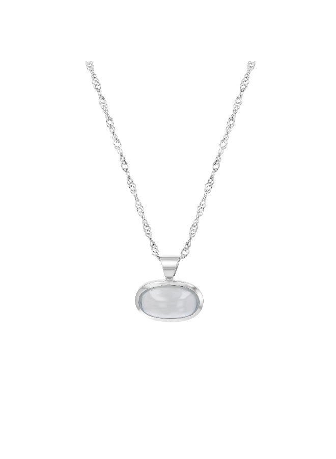 Genuine Moonstone Silver Pendant Oval Cabochon Cut