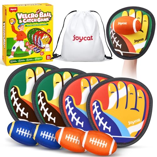 JoyCat Toss and Catch Ball Game for Kids Outdoor Beach Yard Game Set with 4 Paddles Kids Toddler Baseball GloveFamily Throwing Catching Game for Ages 312 - Image 1