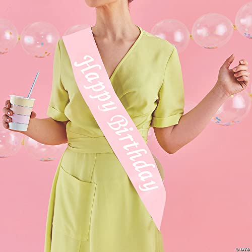 AMFIN® Happy Birthday Sash for Birthday Decoration/Birthday Girl Photoshoot Accessories Items for Kids - Light Pink with White Text - Image 4